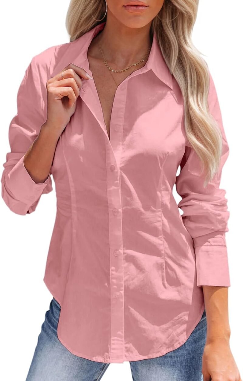 Non-Iron Solid-Color Formal Shirt — Waist-Flattering Slim Fit | Collared Design | Versatile Office & Commuter Staple