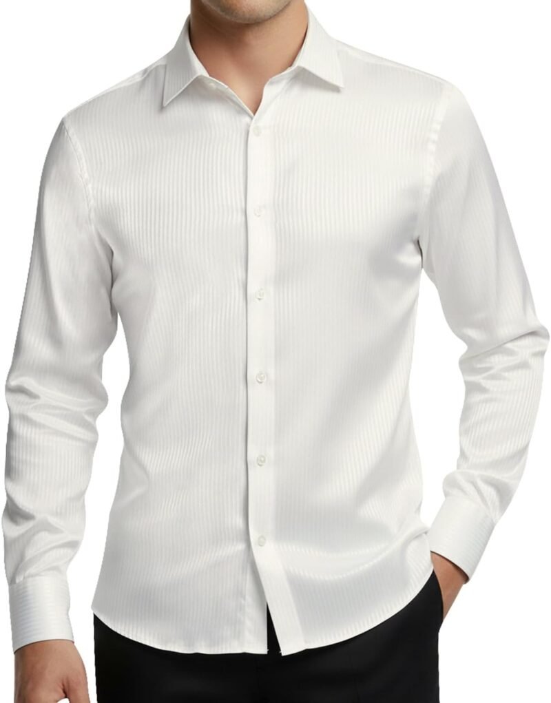 Mens Dress Shirts Long Sleeve Button Down Shirts Stretch Regular Fit Business Casual Wrinkle Free Shirt