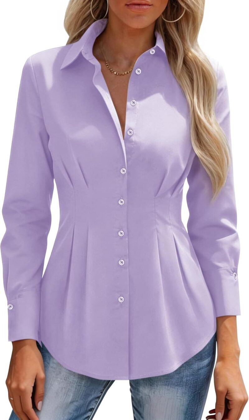 Waist-Cinching Slim-Fit Formal Shirt — Long-Sleeve Cotton | Versatile for Business Casual & Office