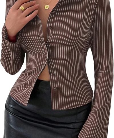 Striped Slim-Fit Long-Sleeve Shirt — Collared Button-Up | A Top Choice for Office Commuting