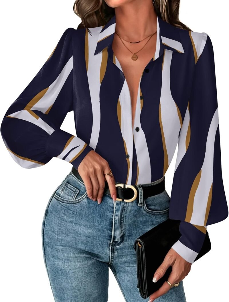 Lantern-Sleeve Chiffon Shirt — Stylish Commuter Attire | Business Casual | Refined & Flowy Design