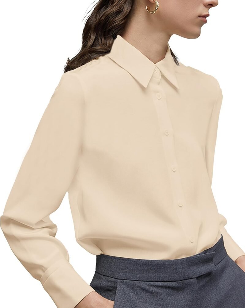 Classic Collared Chiffon Shirt — Long-Sleeve Button-Up | The Ultimate Choice for Office & Commute