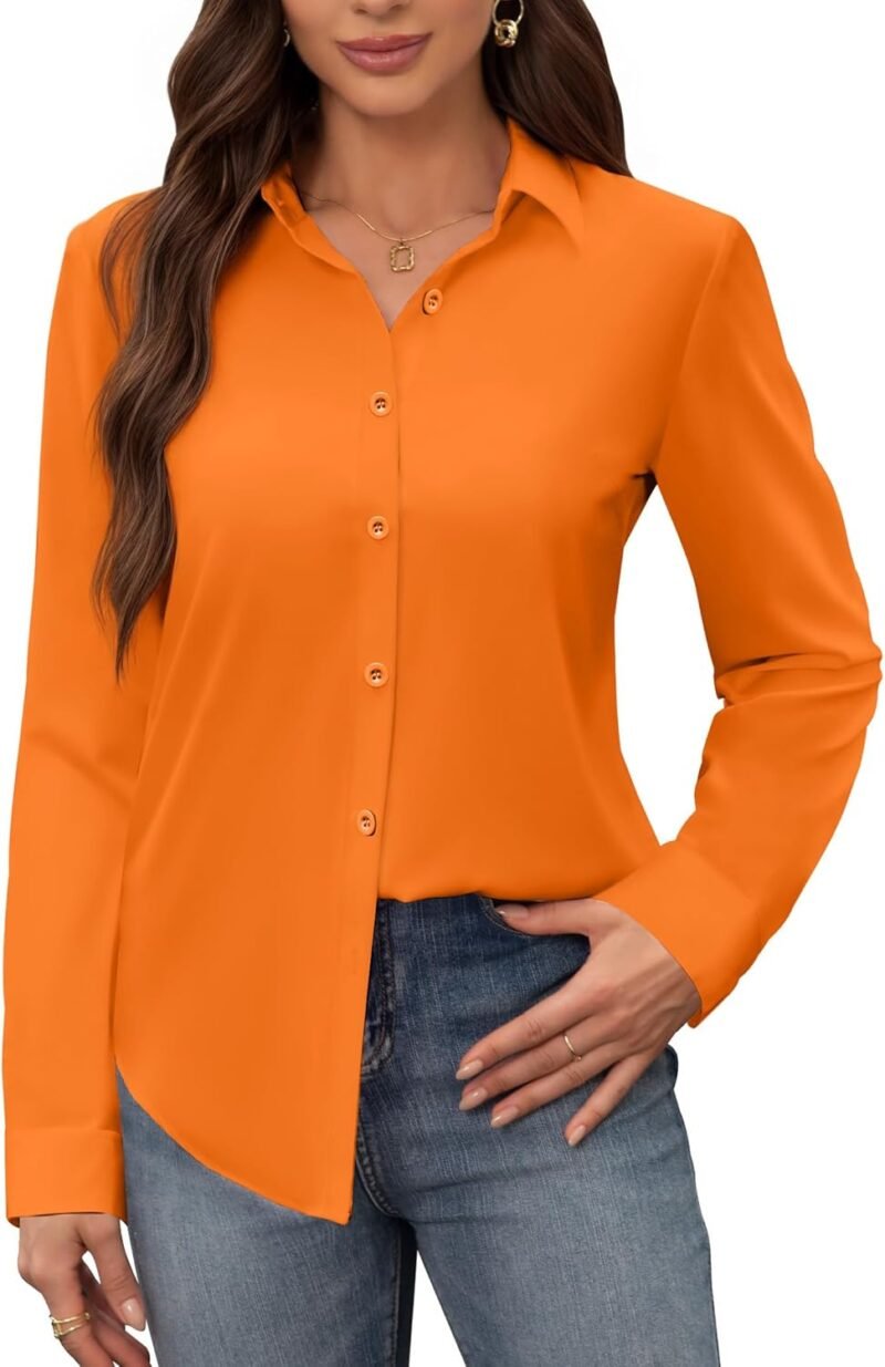 Stain-Resistant Non-Iron Long-Sleeve Shirt — Solid-Color Business Commuter Style | Easy Care & Wrinkle-Resistant | Premier Choice for Professional Attire