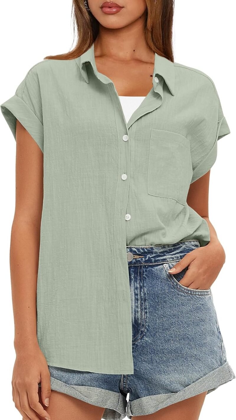 Cotton Short-Sleeve Shirt with Rolled Cuffs — Relaxed Fit | Versatile Casual Top