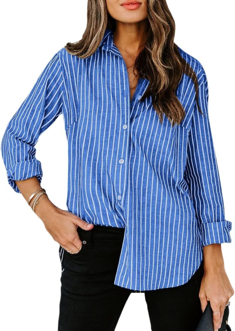 Cotton Striped Shirt Dress — Long-Sleeve Collared Shirt Style | Professional Office & Commute Wear