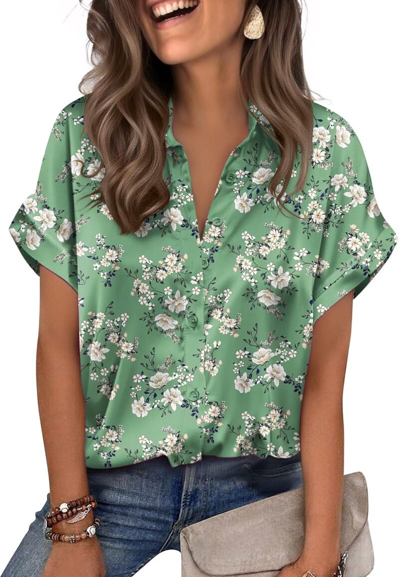 Short-Sleeve Silky Satin Shirt — Business Casual Style | Luxurious, Lustrous Fabric