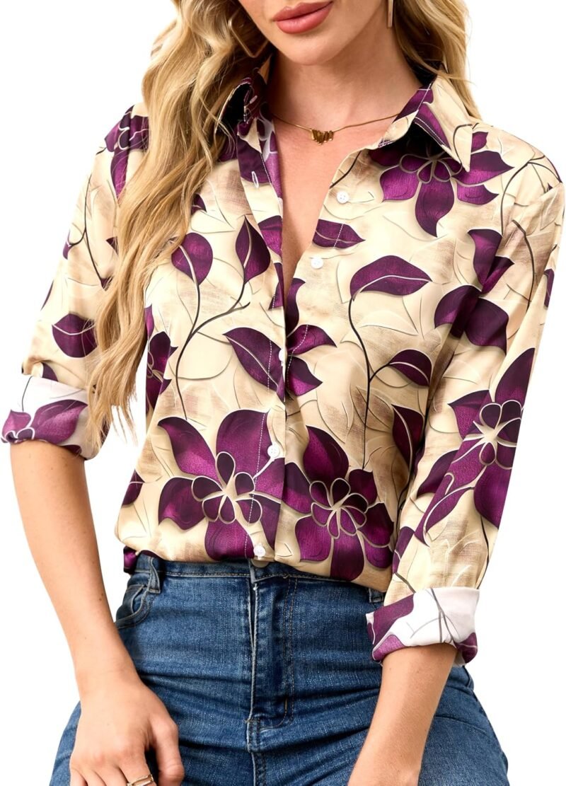Wrinkle-Resistant Silky Print Shirt — Stylish Long-Sleeve Style | Refined Casual Look | Ideal for Daily Commuting